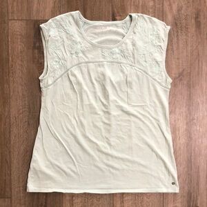 EDDIE BAUER Women's 100% Cotton Embroidered Sleeveless Top in Light Mint Green